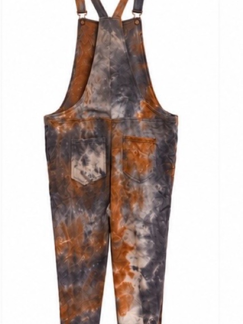 eesome Tie-Dye Overalls in Rust and Charcoal